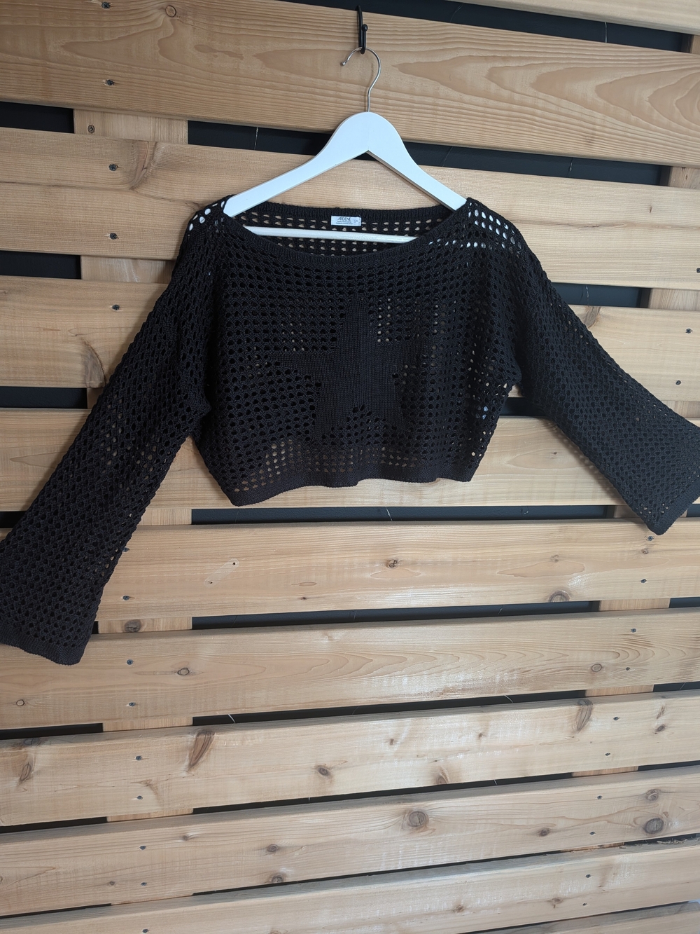 Ardene Black Crochet Star Crop Top